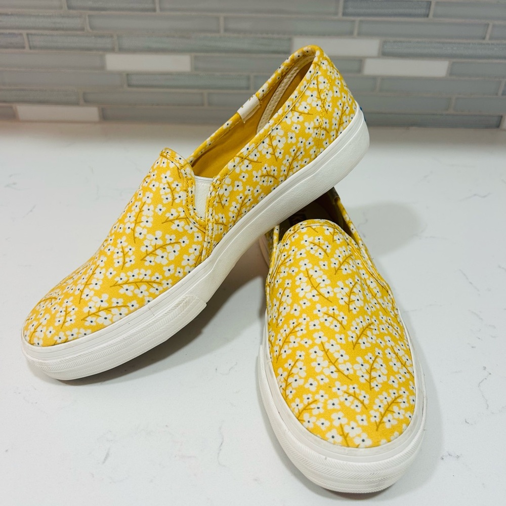 Keds Yellow and White Floral Slip-Ons